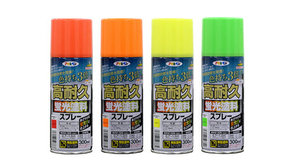 アサヒペン 高耐久蛍光塗料スプレー 300ML ツヤ消し レッド