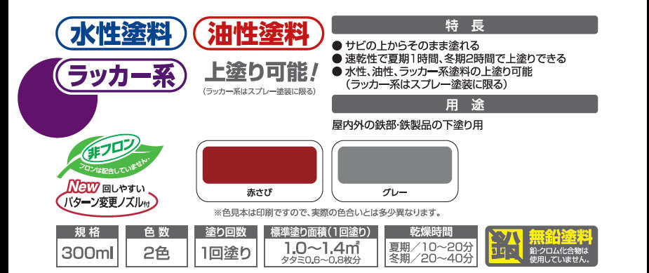 アサヒペン 強力サビドメスプレー 下塗り用 300ml 赤さび