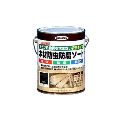 （まとめ買い）アサヒペン 木材防虫防腐ソート 1L ブラウン 〔3缶セット〕