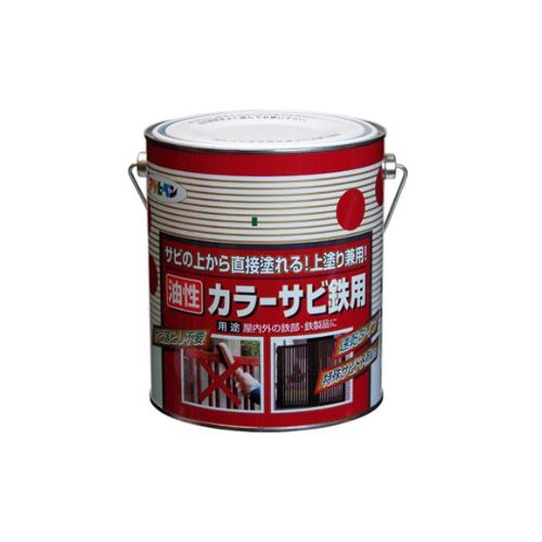 （まとめ買い）アサヒペン カラーサビ鉄用 1.6L 赤 〔3缶セット〕