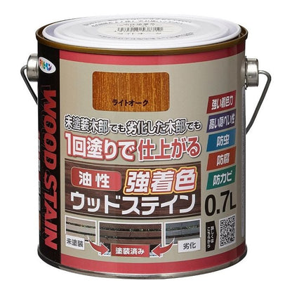 （まとめ買い）アサヒペン 屋外木部専用塗料 油性強着色ウッドステイン 0.7L ライトオーク 〔×3〕