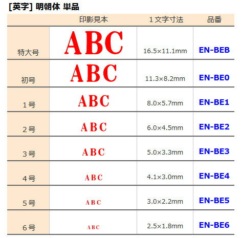 サンビー エンドレススタンプ 単品 英字 明朝体 1号 「F」 EN-BE1 F