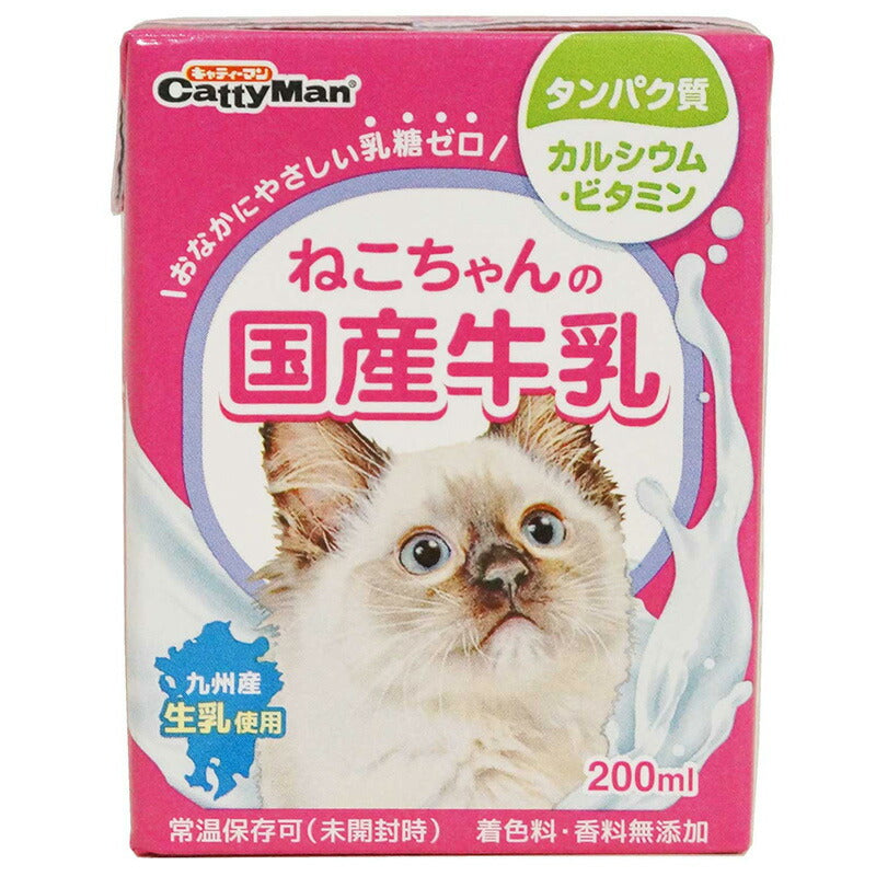 （まとめ買い）キャティーマン ねこちゃんの国産牛乳 全猫種用 200ml 〔×24〕