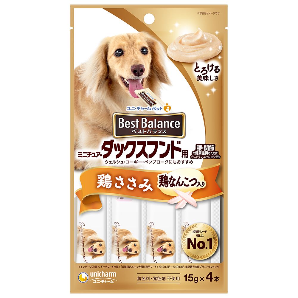 ユニ・チャーム ベストバランスおやつ ミニチュア・ダックスフンド用ささみ入り 15g×4本 犬用おやつ