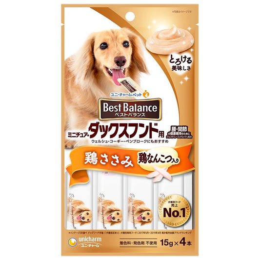 ユニ・チャーム ベストバランスおやつ ミニチュア・ダックスフンド用ささみ入り 15g×4本 犬用おやつ