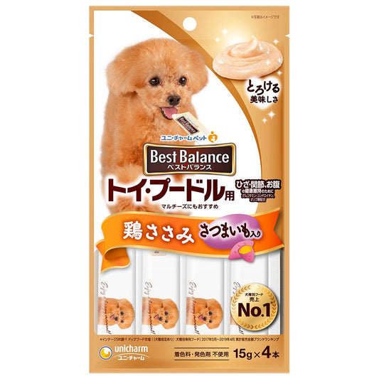 （まとめ買い）ユニ・チャーム ベストバランスおやつ トイ・プードル用ささみ入り 15g×4本 犬用おやつ 〔×24〕