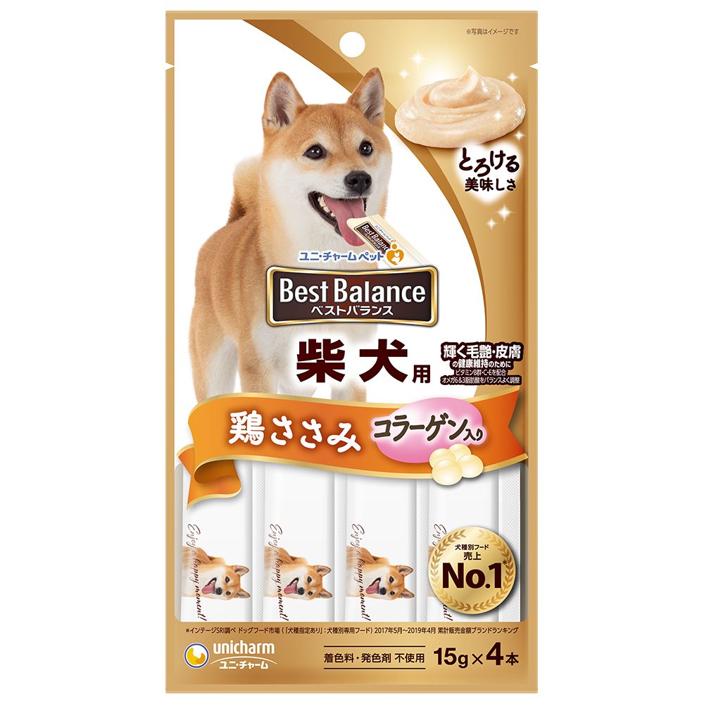 （まとめ買い）ユニ・チャーム ベストバランスおやつ 柴犬用ささみ入り 15g×4本 犬用おやつ 〔×24〕