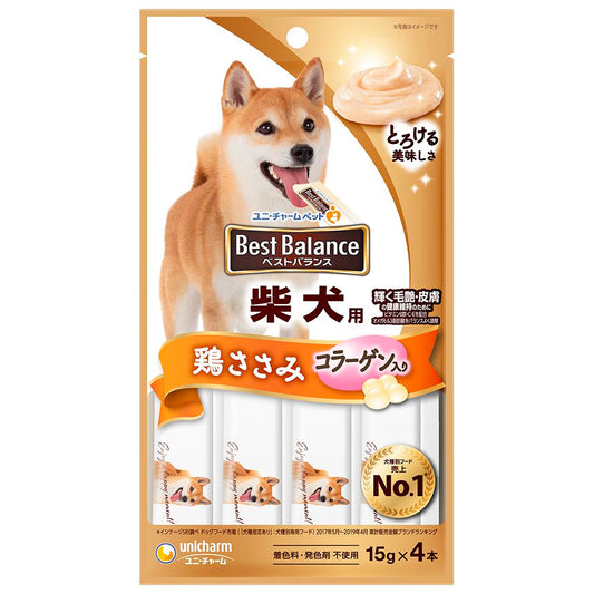 （まとめ買い）ユニ・チャーム ベストバランスおやつ 柴犬用ささみ入り 15g×4本 犬用おやつ 〔×24〕