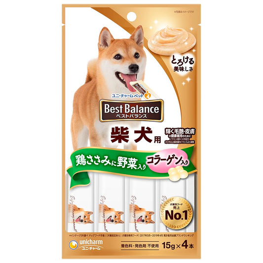 （まとめ買い）ユニ・チャーム ベストバランスおやつ 柴犬用ささみ・緑黄色野菜入り 15g×4本 犬用おやつ 〔×24〕