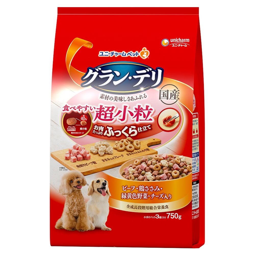 （まとめ買い）ユニ・チャーム グラン・デリ ふっくら仕立て食べやすい超小粒 750g 犬用フード 〔×4〕