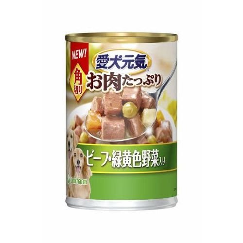 （まとめ買い）ユニ・チャーム 愛犬元気 缶角切りビーフ・緑黄色野菜入り 375g 〔×24〕