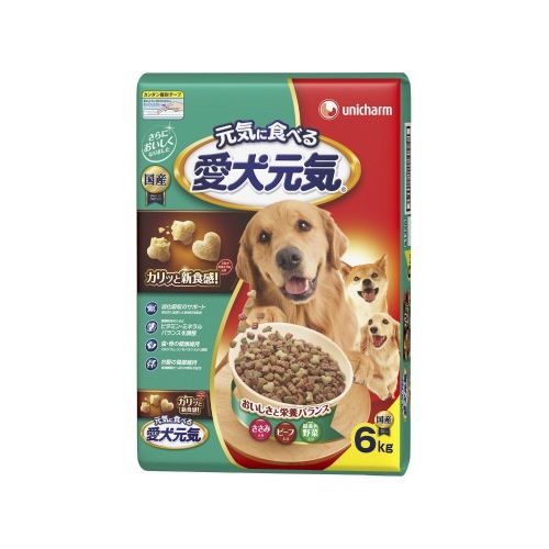 愛犬元気 ささみ・ビーフ・緑黄色野菜入り 6kg 犬用 ドッグフード