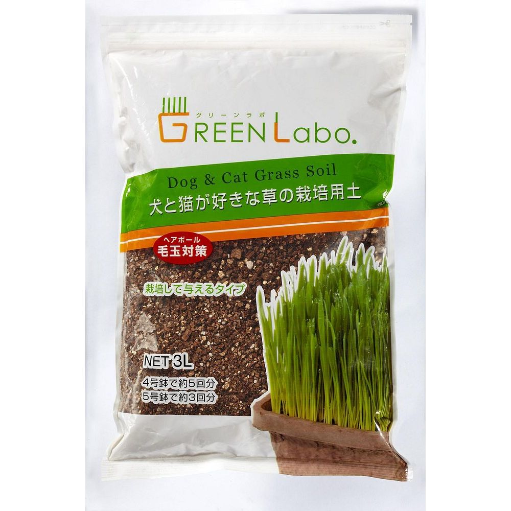 （まとめ買い）エイム クリエイツ GEEN Labo Dog & Cat Grass soil 犬と猫が好きな草の栽培用土 3L 〔×12〕