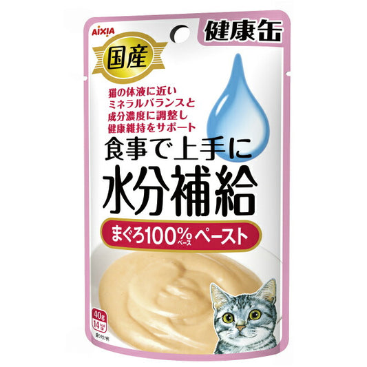 （まとめ買い）アイシア 国産 健康缶パウチ 水分補給 まぐろペースト 40g 猫用 〔×24〕