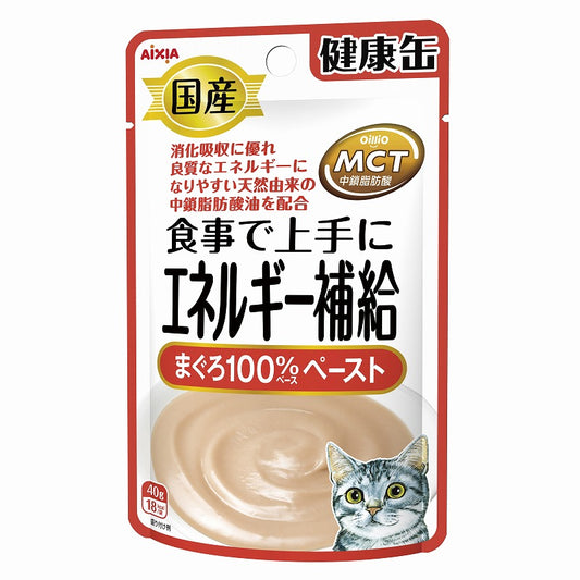 （まとめ買い）アイシア 国産健康缶パウチ エネルギー補給まぐろペースト 40g 猫用 〔×24〕