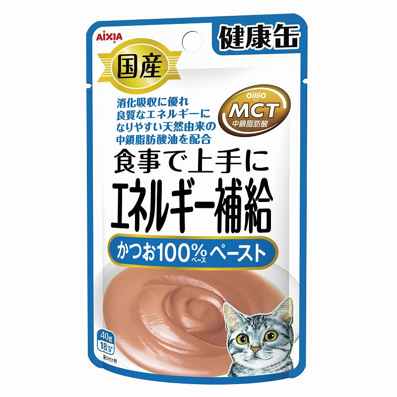 （まとめ買い）アイシア 国産健康缶パウチ エネルギー補給かつおペースト 40g 猫用 〔×24〕