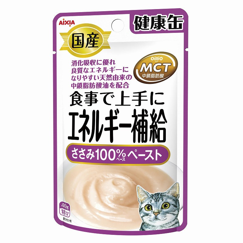 （まとめ買い）アイシア 国産健康缶パウチ エネルギー補給ささみペースト 40g 猫用 〔×24〕