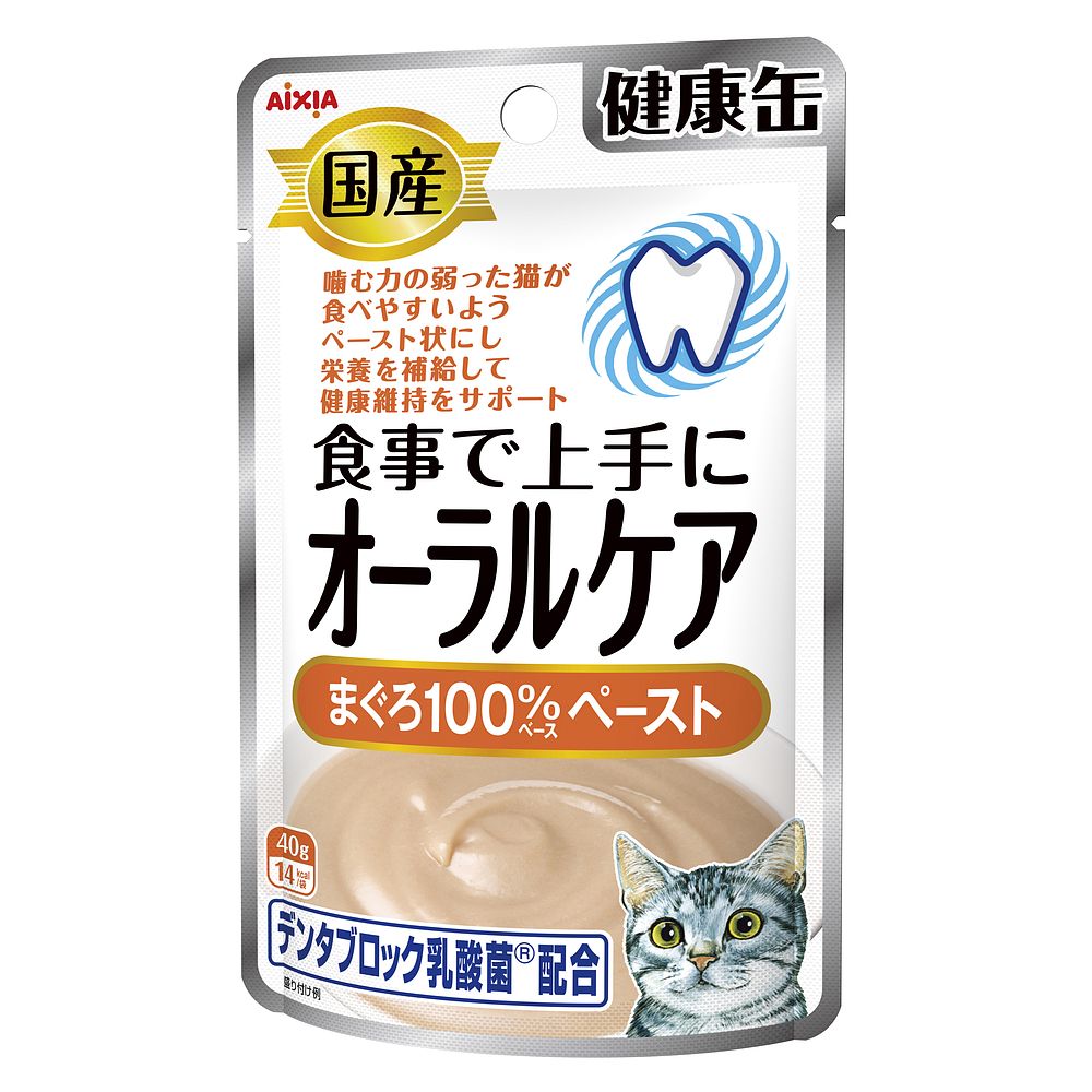 アイシア 国産 健康缶パウチ オーラルケア まぐろペースト 40g 猫用フード