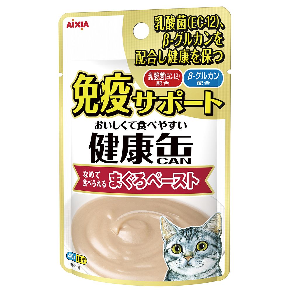 （まとめ買い）アイシア 健康缶パウチ 免疫サポート まぐろペースト 40g 猫用フード 〔×48〕