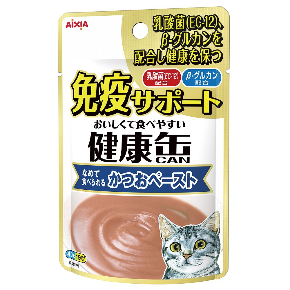 （まとめ買い）アイシア 健康缶パウチ 免疫サポート かつおペースト 40g 猫用フード 〔×48〕