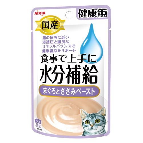 アイシア 国産 健康缶パウチ 水分補給 まぐろとささみペースト 40g 猫用フード