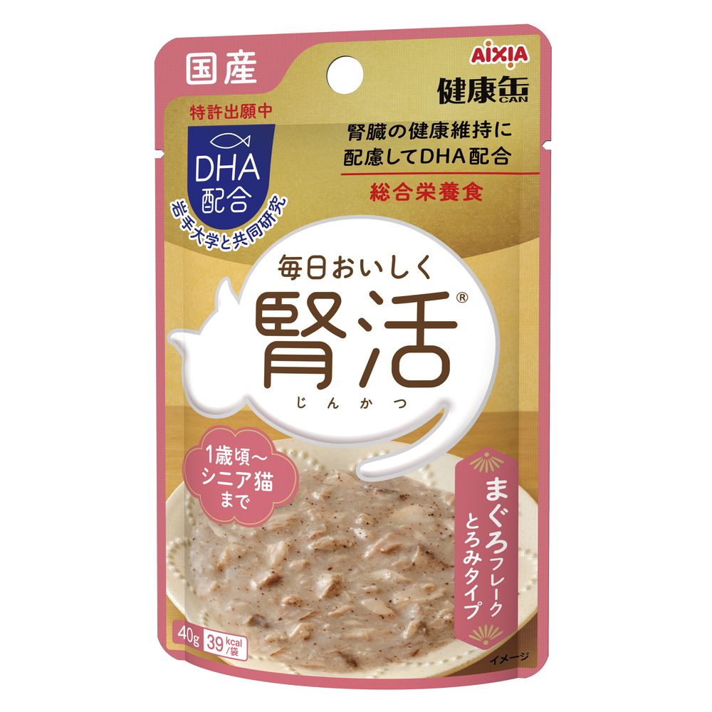 （まとめ買い）アイシア 国産 健康缶パウチ 腎活 まぐろフレーク とろみタイプ 40g 猫用フード 〔×24〕