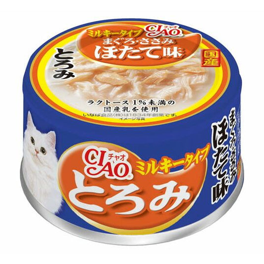 （まとめ買い）いなばペットフード CIAO とろみミルキータイプ まぐろ・ささみ ほたて味 80g A-111 猫用 〔×24〕