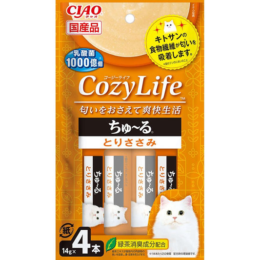 （まとめ買い）いなばペットフード CIAO CozyLifeちゅ～る とりささみ 14g×4本 猫用おやつ 〔×16〕