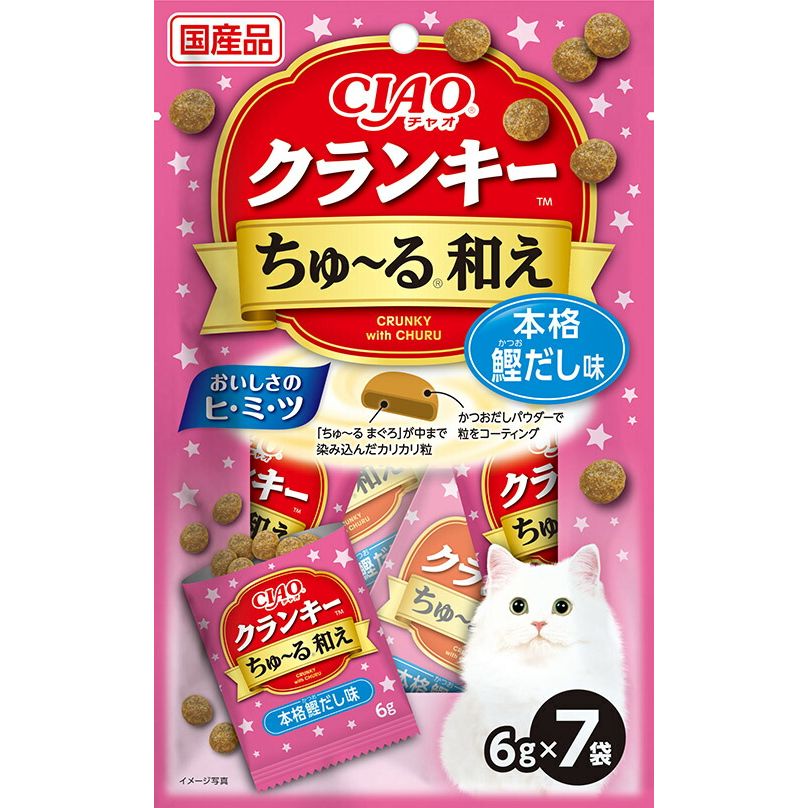 いなばペットフード CIAO クランキー ちゅ～る和え 本格鰹だし味 6g×7袋 猫用おやつ