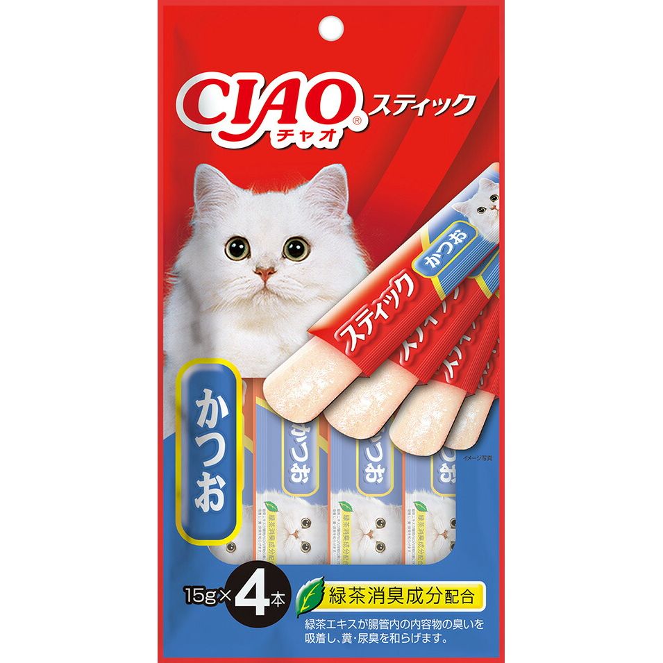 （まとめ買い）いなばペットフード スティック かつお 15g×4本 〔×24〕