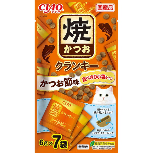 （まとめ買い）いなばペットフード CIAO 焼かつおクランキー かつお節味 6g×7袋 猫用おやつ 〔×16〕