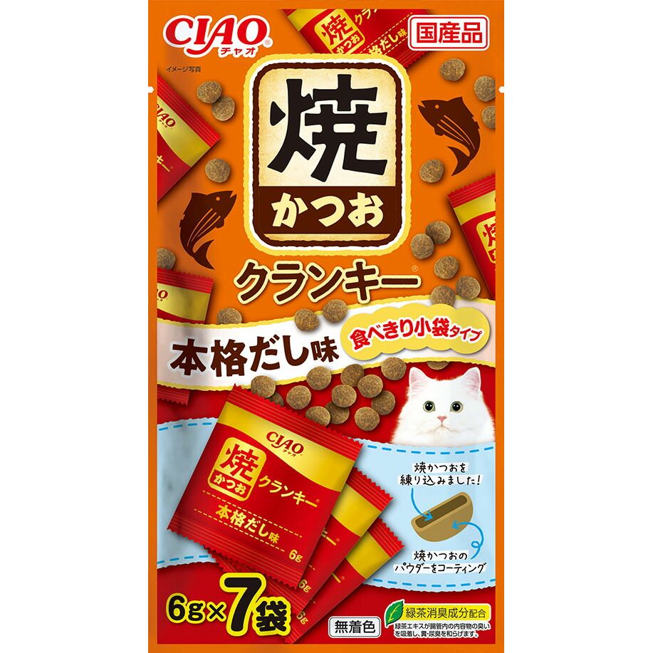 （まとめ買い）いなばペットフード CIAO 焼かつおクランキー 本格だし味 6g×7袋 猫用おやつ 〔×16〕