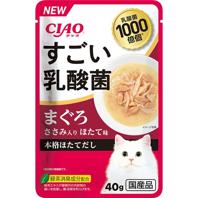 いなばペットフード CIAO すごい乳酸菌パウチ まぐろ ささみ入り ほたて味 40g 猫用フード