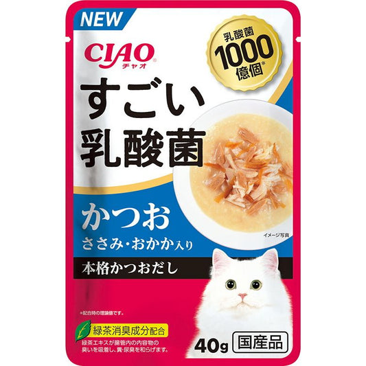 いなばペットフード CIAO すごい乳酸菌パウチ かつお ささみ・おかか入り 40g 猫用フード