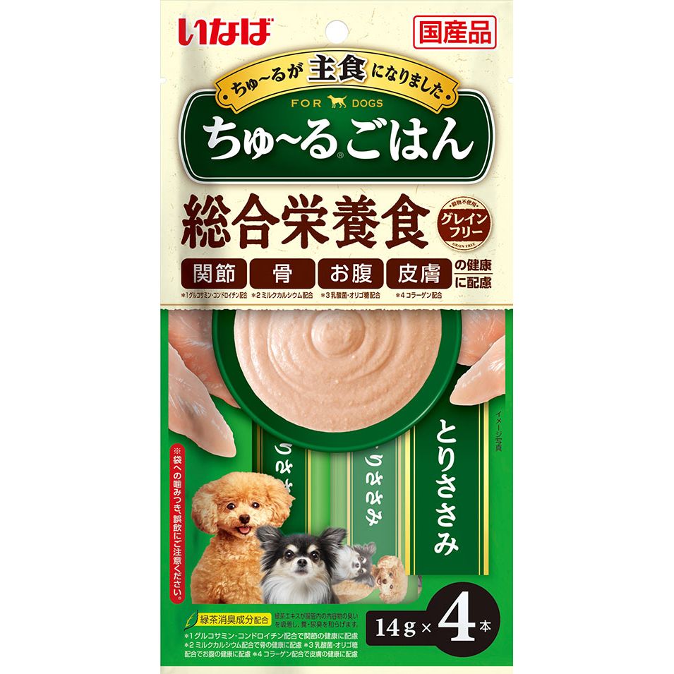 （まとめ買い）いなばペットフード ちゅ～るごはん とりささみ 14g×4本 〔×16〕