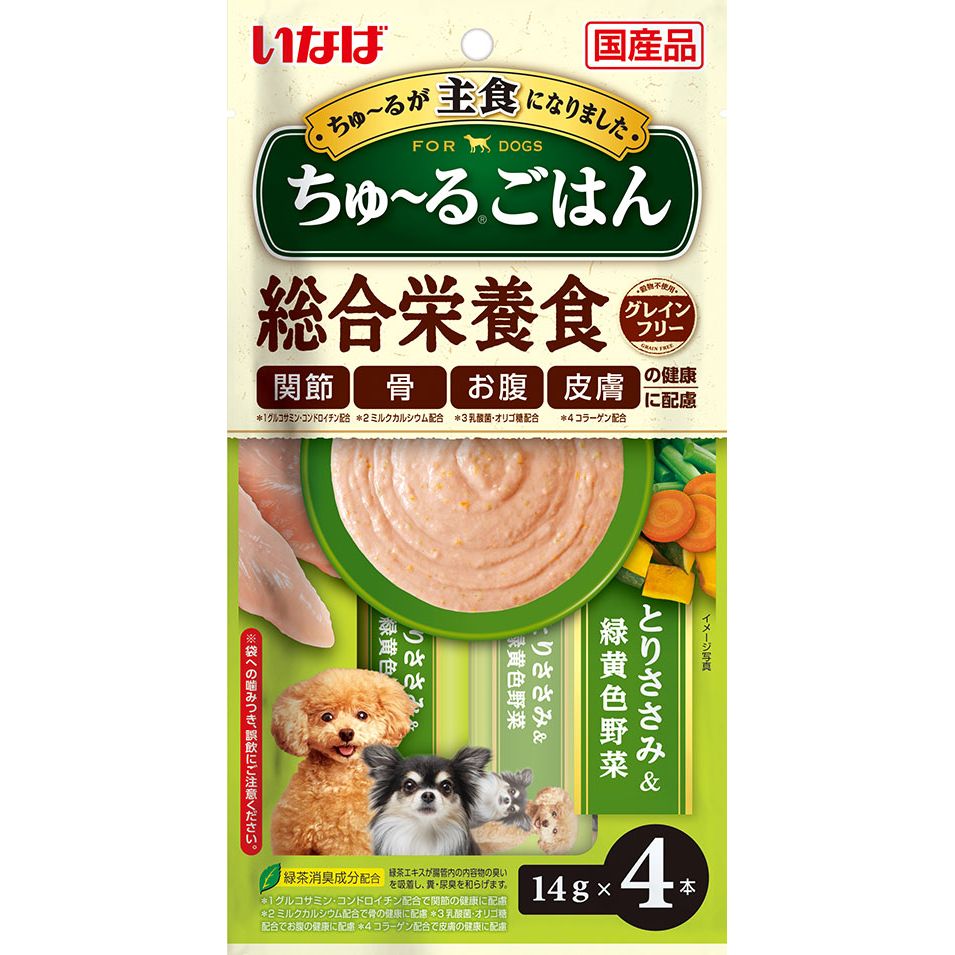 いなばペットフード ちゅ～るごはん とりささみ&緑黄色野菜 14g×4本