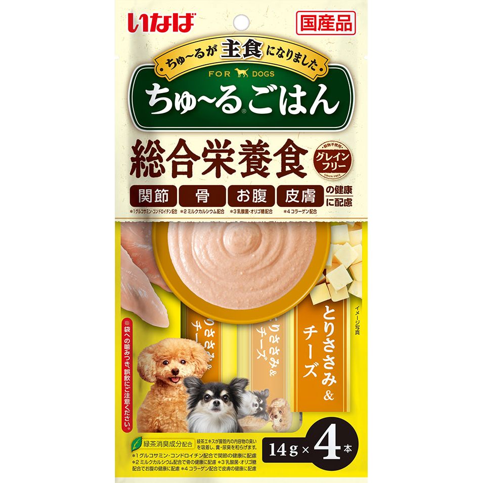 （まとめ買い）いなばペットフード ちゅ～るごはん とりささみ&チーズ 14g×4本 〔×16〕