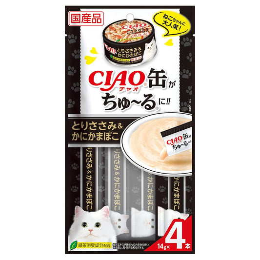 いなばペットフード CIAO缶ちゅ～る とりささみ&かにかまぼこ 14g×4本 猫用おやつ