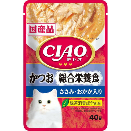 いなばペットフード CIAOパウチ 総合栄養食 かつお ささみ・おかか入り 40g