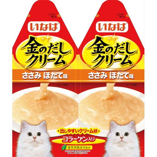 （まとめ買い）いなばペットフード 金のだしクリーム ささみ ほたて味 60g (30g×2) IC-83 猫用 〔×24〕