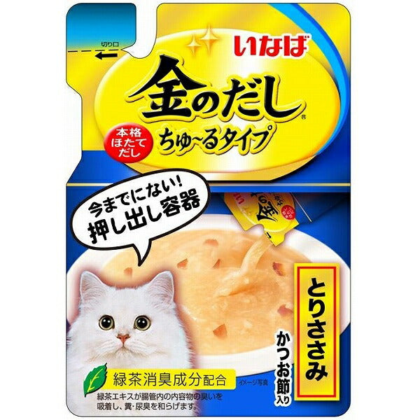 （まとめ買い）いなば 金のだしちゅーるタイプとりささみかつお節入り140g 猫用 キャットフード 〔×16〕