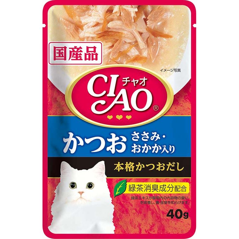 （まとめ買い）いなばペットフード CIAOパウチ かつお ささみ・おかか入り 40g IC-204 猫用 〔×48〕