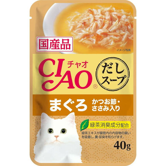 （まとめ買い）いなばペットフード CIAO だしスープ まぐろ かつお節・ささみ入り 40g IC-216 猫用 〔×48〕