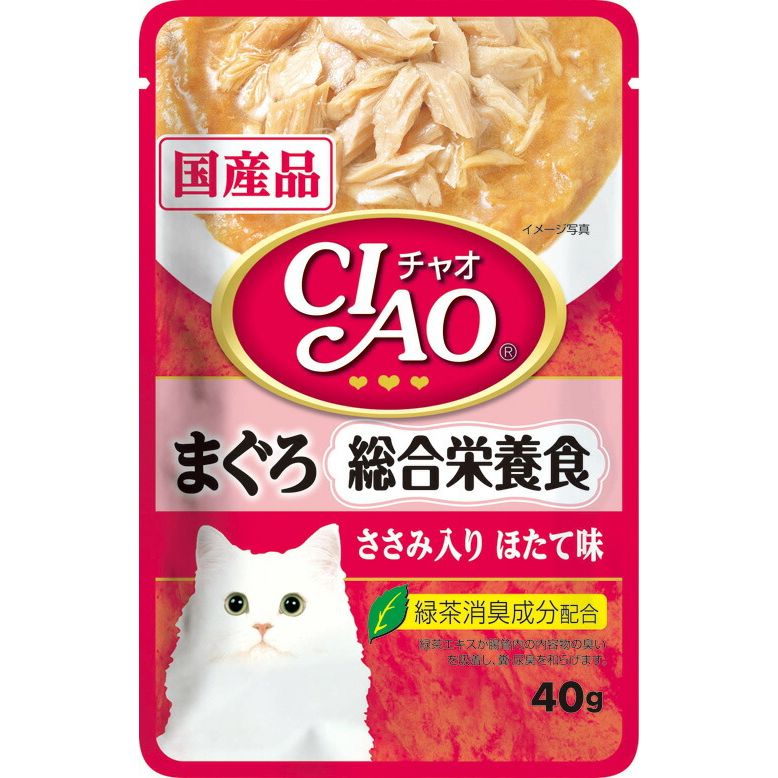 いなばペットフード CIAOパウチ 総合栄養食 まぐろ ささみ入り ほたて味 40g IC-303