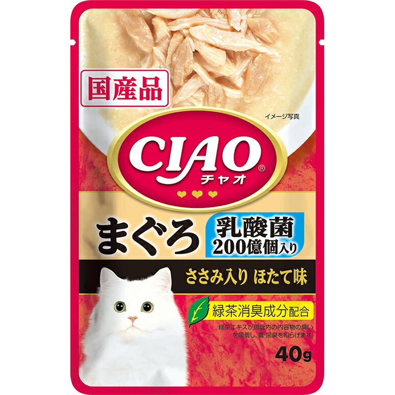 いなばペットフード CIAOパウチ 乳酸菌入り まぐろ ささみ入りほたて味 40g