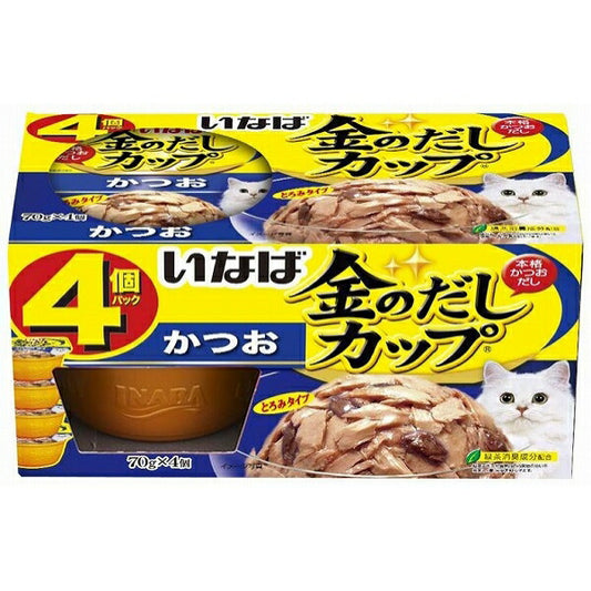 （まとめ買い）いなば 金のだし カップ 4個パック かつお 70g×4個 4IMC132 猫用 キャットフード 〔×6〕