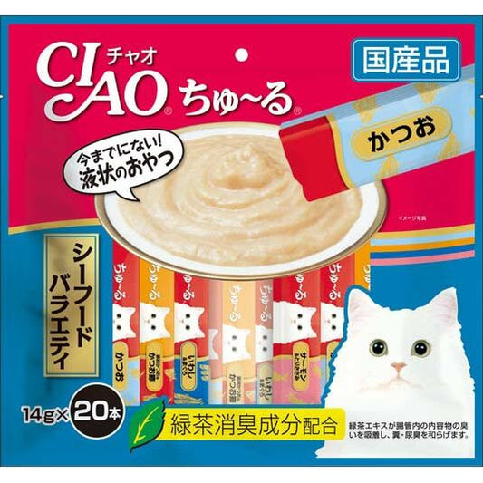 （まとめ買い）いなばペットフード CIAO ちゅ～る シーフードバラエティ 14g×20本入り SC-196 猫用 〔×4〕