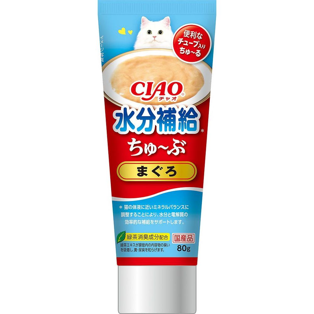 （まとめ買い）いなばペットフード CIAO ちゅ～ぶ 水分補給 まぐろ 80g 猫用おやつ 〔×16〕