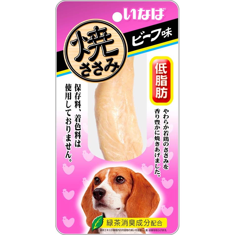 （まとめ買い）いなばペットフード 焼ささみ ビーフ味 1本 R-40 犬用 〔×24〕