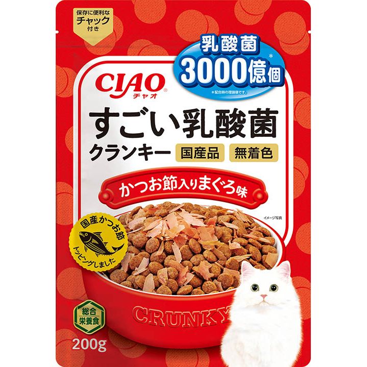 いなばペットフード CIAO すごい乳酸菌クランキー かつお節入り まぐろ味 200g 猫用フード